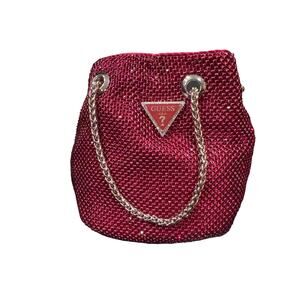 NWT Guess Red Rhinestone Purse Zalina Mesh Mini Pouch Claret Last One! NEW